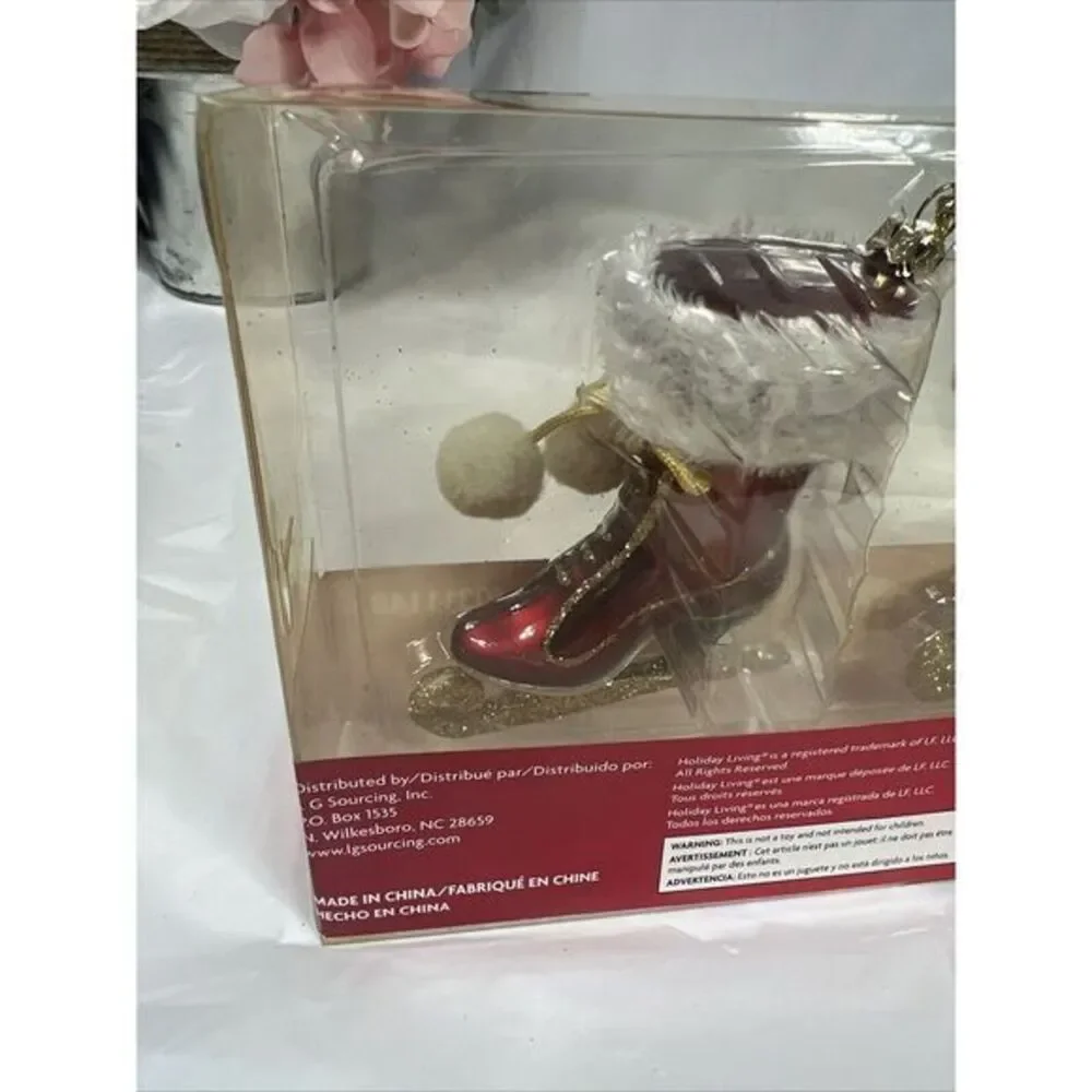 Holiday Living‎ Santa Glass Blown Ice Skates